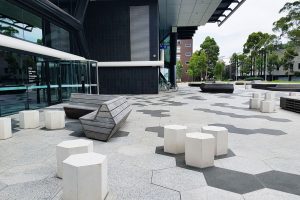 SVC Hex bollard seats at Monash Clayton's Greener Chemical Future building